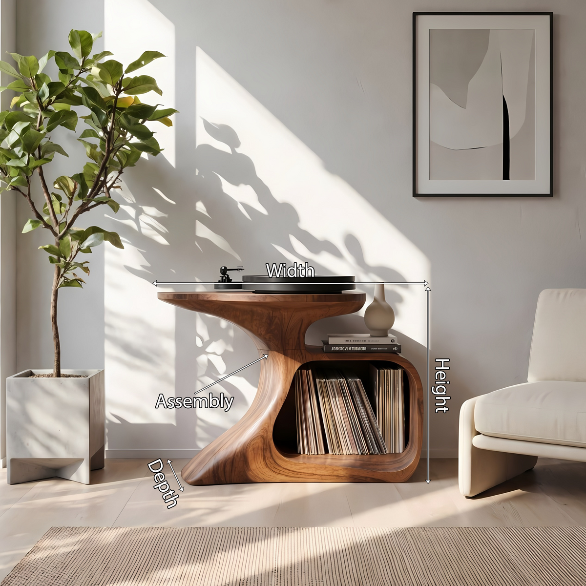 Handcrafted Record Stand Artisan Living Room Decor
