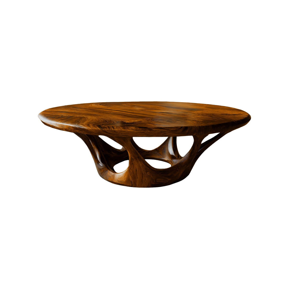 Kavryn Sculpted Solid Wood Round Coffee Table